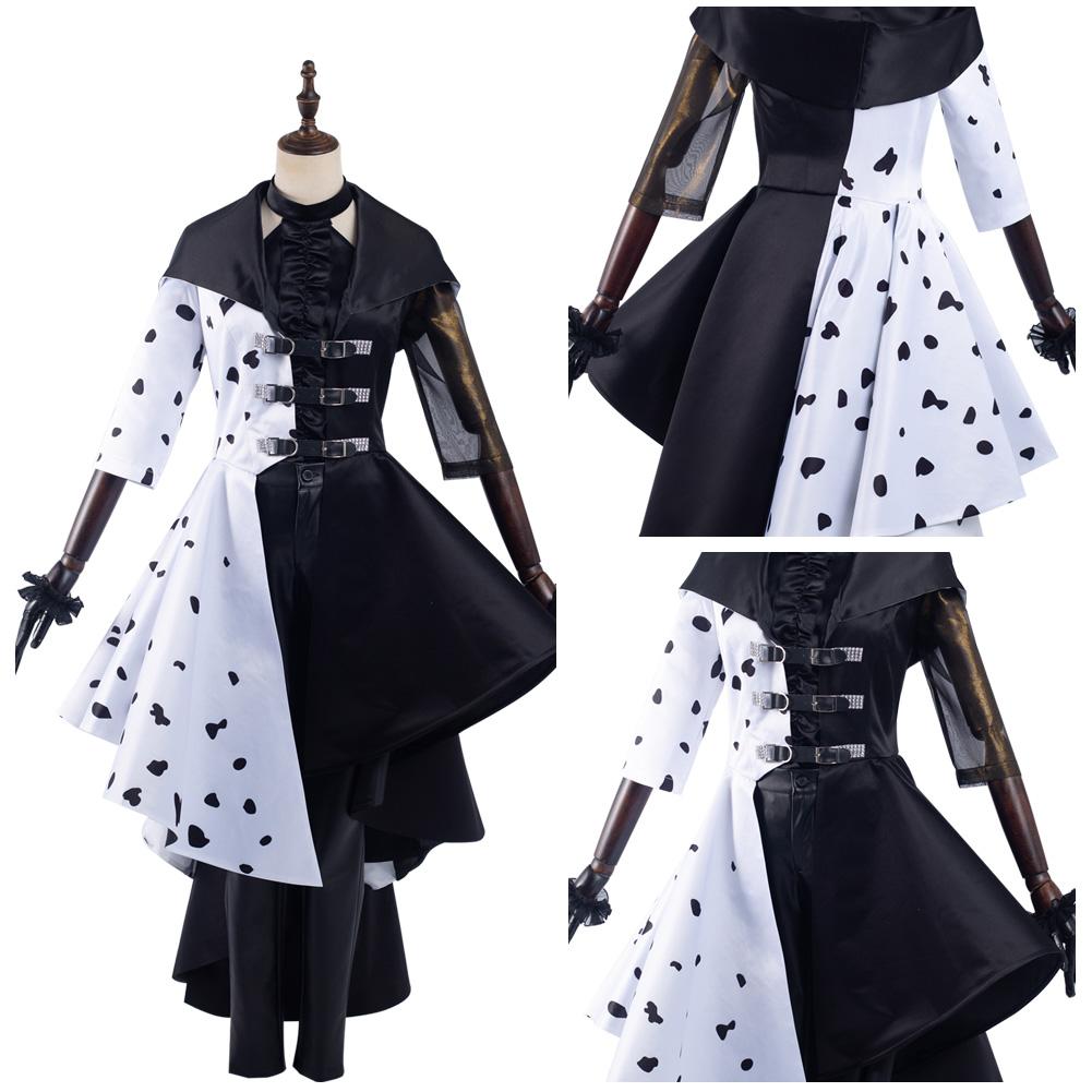 Cruella Cruella de Vil Cosplay Costume Dress Outfits Halloween Carnival Suit