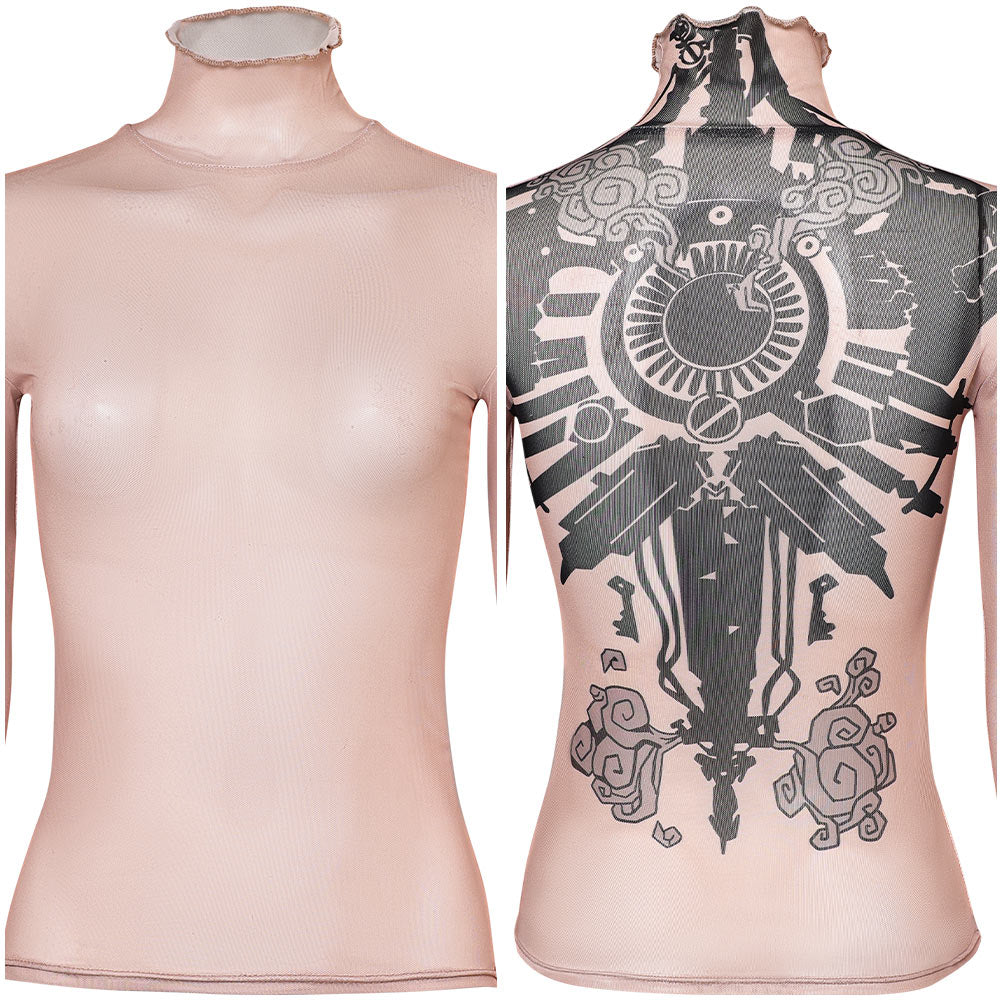 Arcane: League of Legends Vi Top Tattoo Printed Skin Tone Outfits Halloween Carnival Cosplay Costume