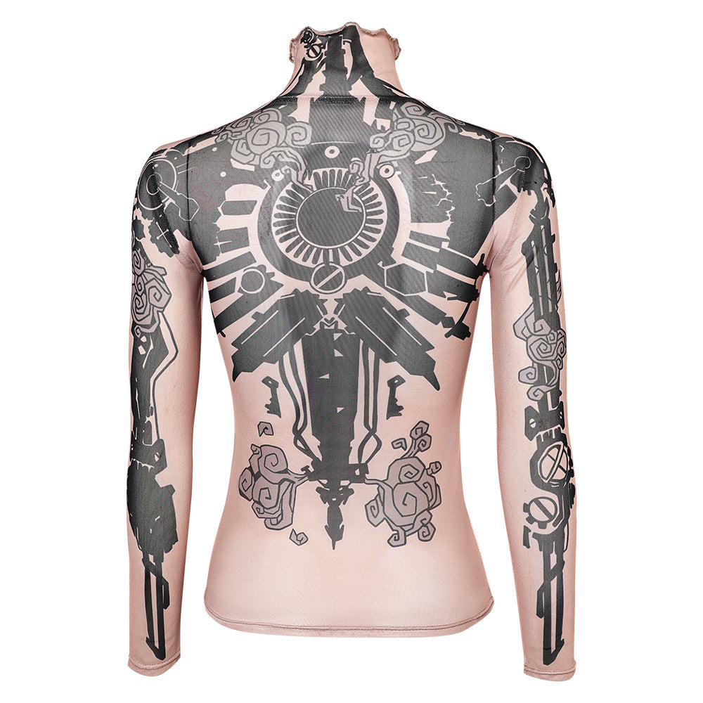 Arcane: League of Legends Vi Top Tattoo Printed Skin Tone Outfits Halloween Carnival Cosplay Costume