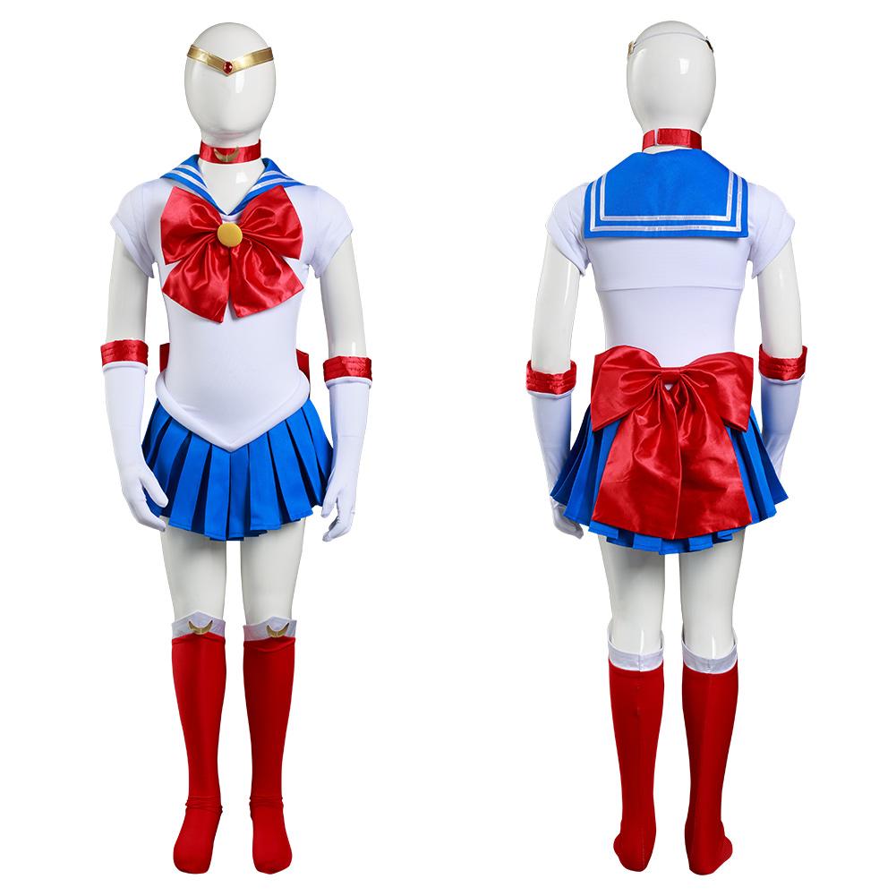 Sailor Moon-Tsukino Usagi Kids Cosplay Costume Skirt Dress Outfit Set Festival Carnival Christmas