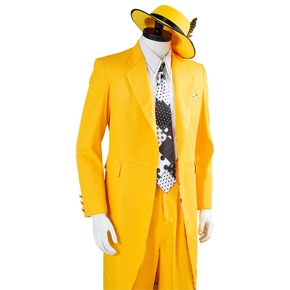 The Mask Jim Carrey Stanley Ipkiss Yellow Cosplay Costume Outfits Halloween Carnival Suit