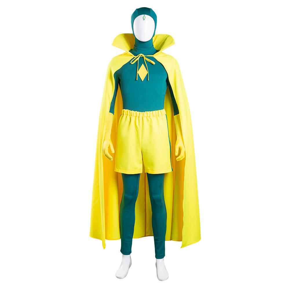 WandaVision Vision Jumpsuit Cloak Outfits Cosplay Costume Halloween Carnival Suit