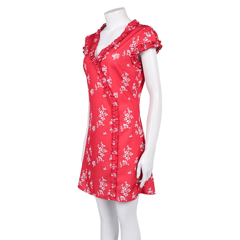 Fleabag Season 2 Fleabag Women Red Printed Dress Halloween Carnival Party Cosplay Costume