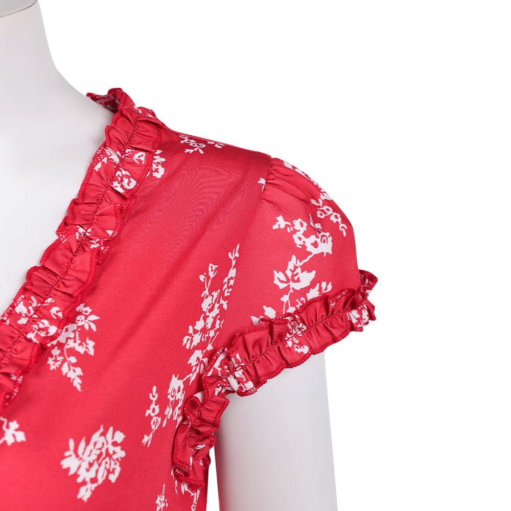 Fleabag Season 2 Fleabag Women Red Printed Dress Halloween Carnival Party Cosplay Costume