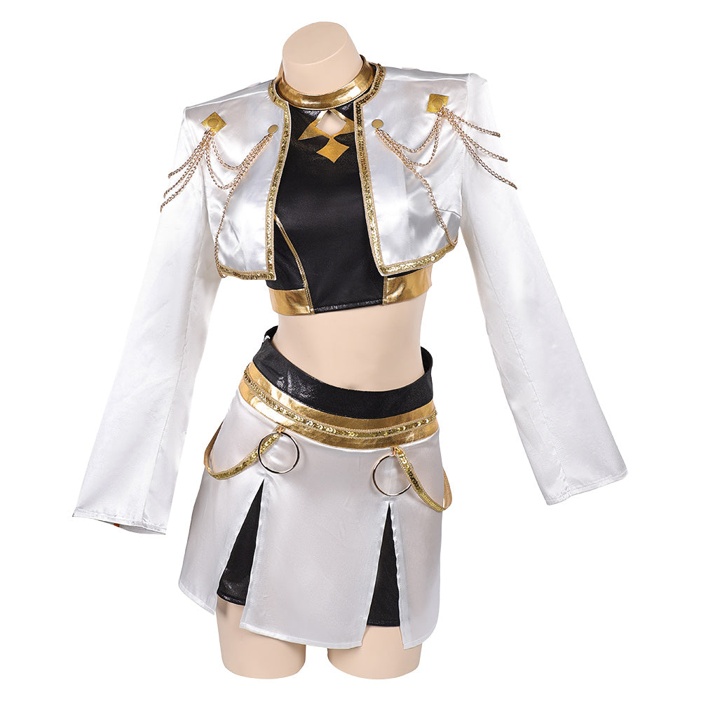 Kpop Demon Hunters Zoey Golden White Uniform Halloween Carnival Party Cosplay Costume