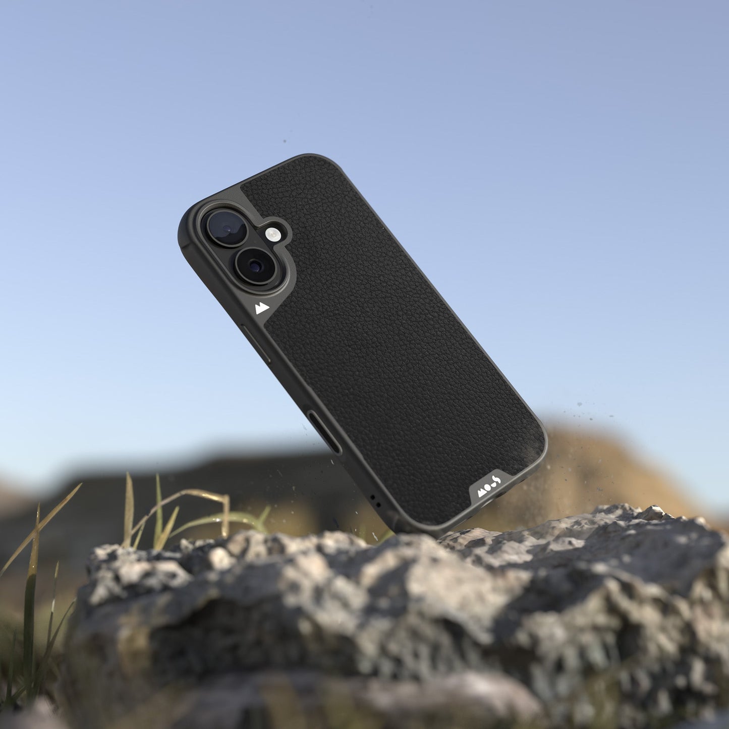 MagSafe® Compatible Black Leather Phone Case with Camera Control Button