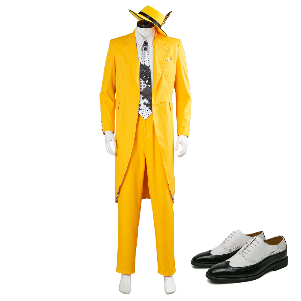 The Mask Jim Carrey Stanley Ipkiss Yellow Cosplay Costume Outfits Halloween Carnival Suit