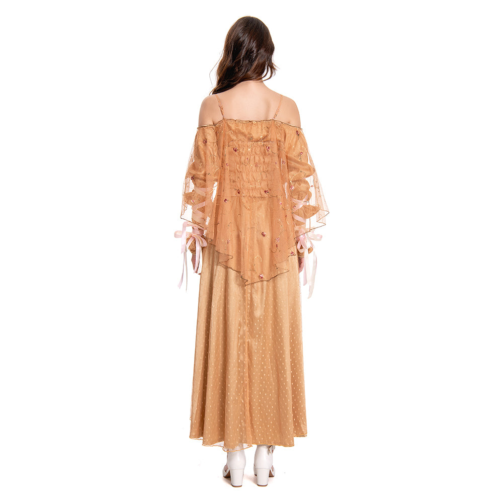Padme Amidala Women Meadow Yellow Dress Outfits Halloween Carnival Suit Cosplay Costume