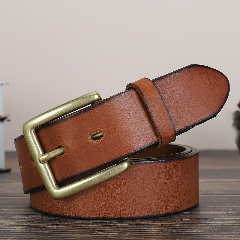 Pin buckle top layer cowhide casual retro pants belt accessories(3 color)
