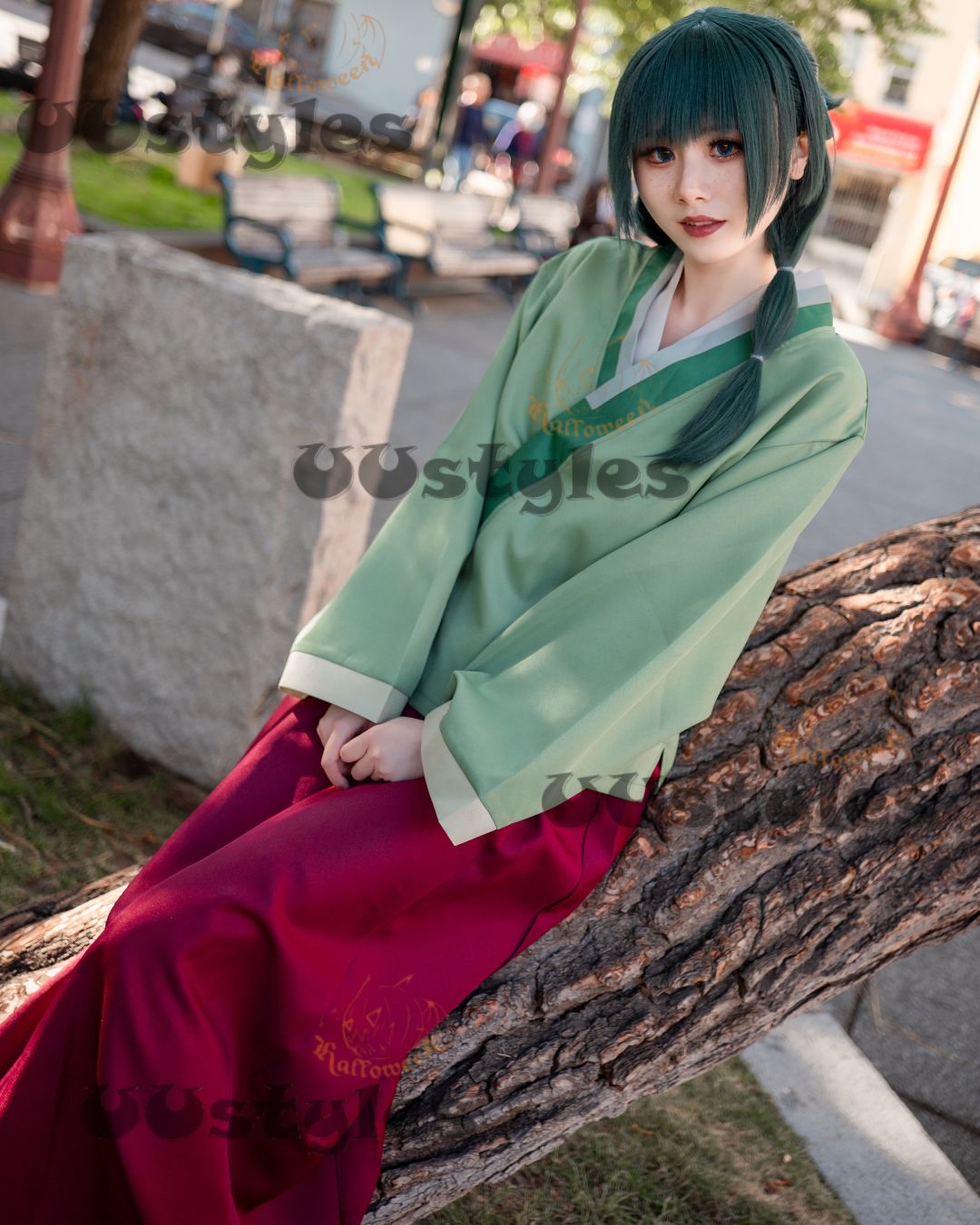 The Apothecary Diaries Maomao Green Kimono Full Set Outfits Halloween Carnival Suit Cosplay Costume