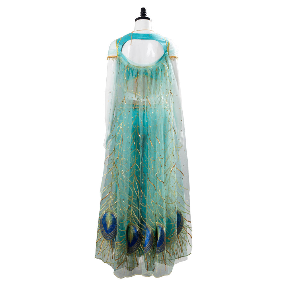 Aladdin Naomi Scott Princess Jasmine Peacock Cosplay Costume Festival Party Outfit