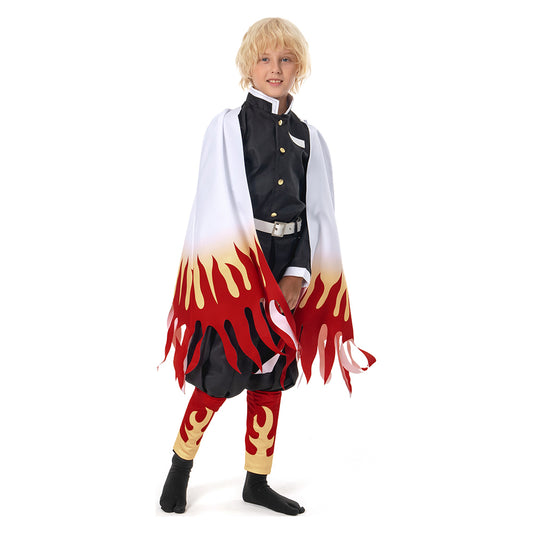 Kimetsu no Yaiba Rengoku Kyoujurou Kids Children Coat Pants Cloak Outfits Cosplay Costume Halloween Carnival Suit