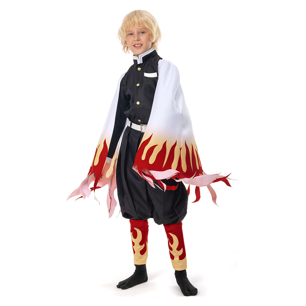 Kimetsu no Yaiba Rengoku Kyoujurou Kids Children Coat Pants Cloak Outfits Cosplay Costume Halloween Carnival Suit