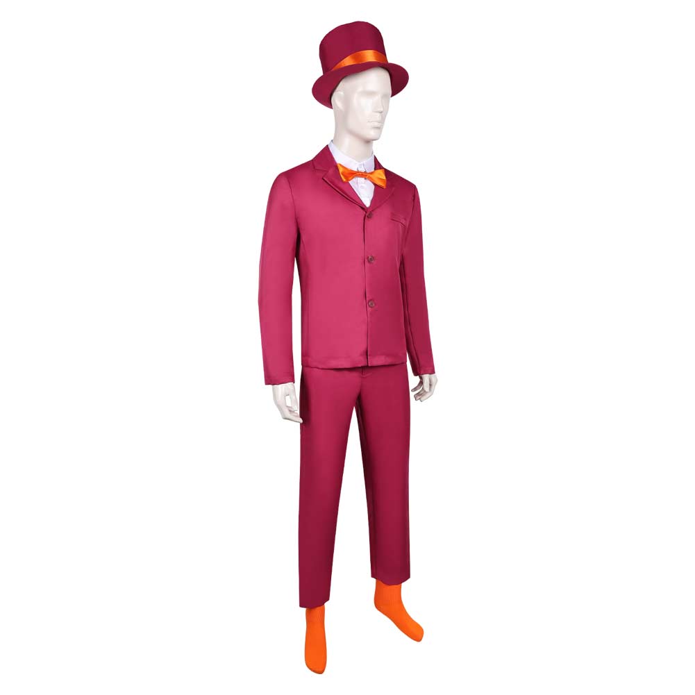 The Lllusionist Men Red Suit Hat Set Magician Halloween Carnival Party Cosplay Costume