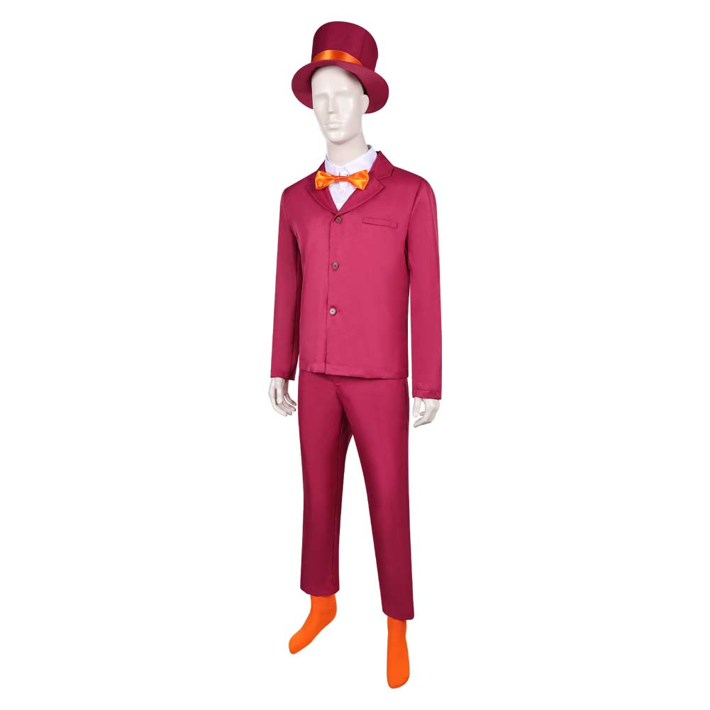 The Lllusionist Men Red Suit Hat Set Magician Halloween Carnival Party Cosplay Costume