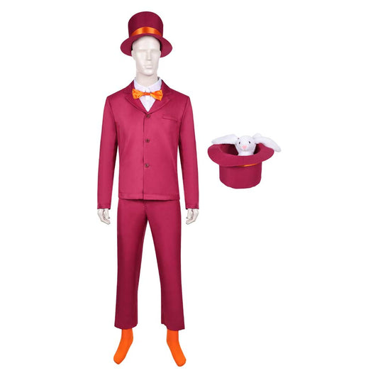 The Lllusionist Men Red Suit Hat Set Magician Halloween Carnival Party Cosplay Costume