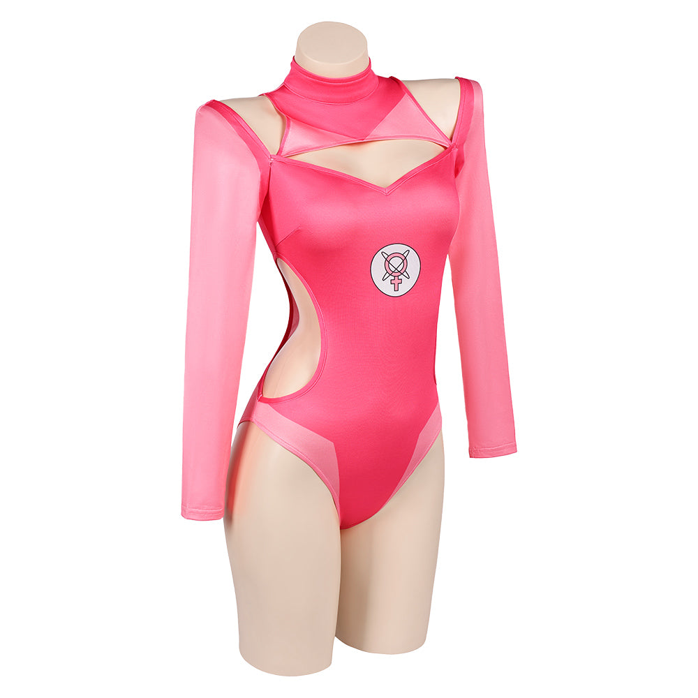Invincible Atom Eve Woman Pink Swimsuit with Sleeve Outfits Halloween Carnival Cosplay Costume