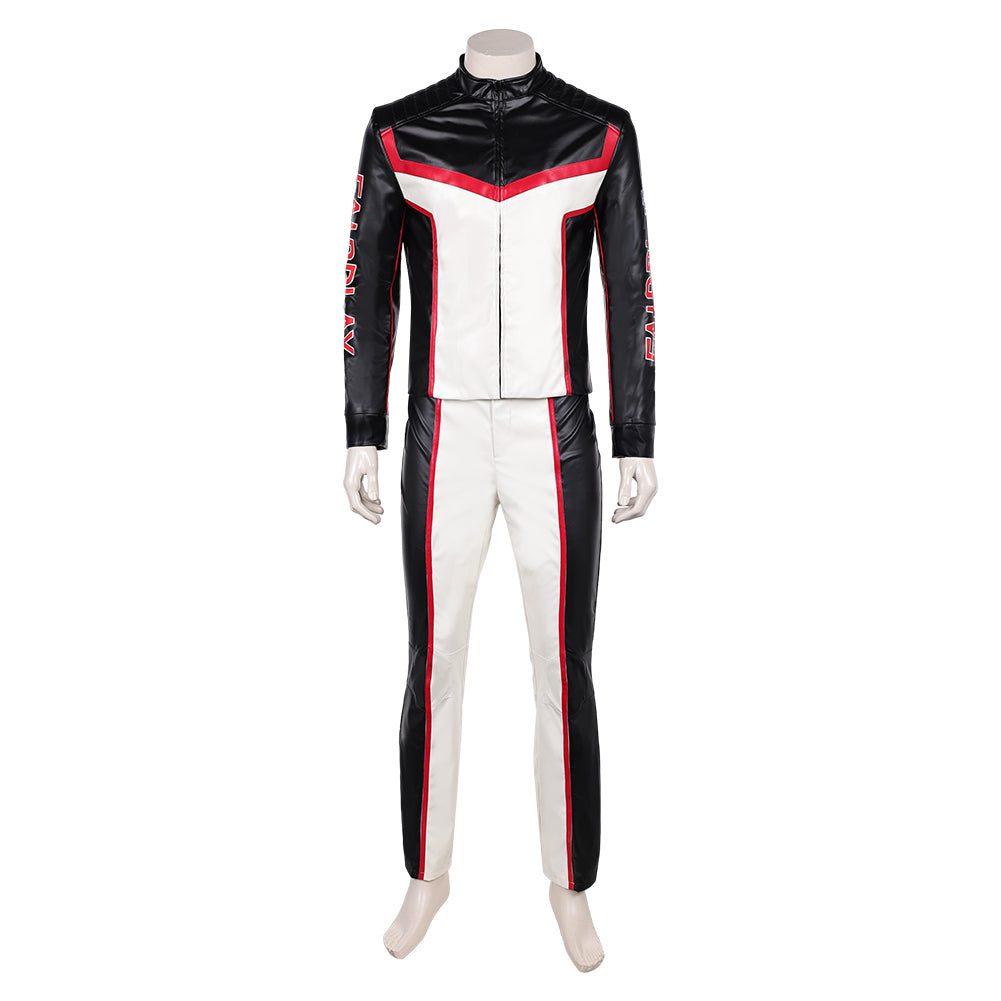 Mister Terrific Men Leather Coat Pants Set Outfits Halloween Carnival Party Cosplay Costume