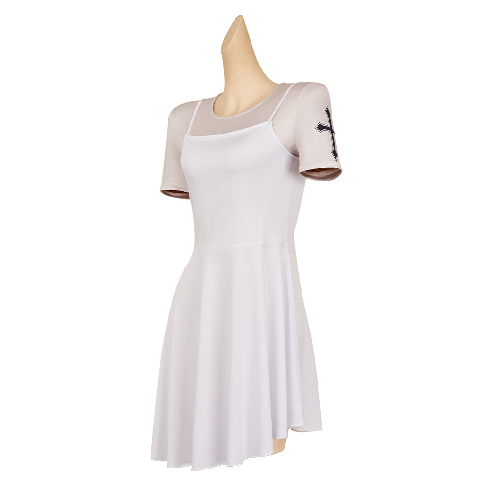 John Wick (2025)  Eve Macarro Women White Printed Dress Halloween Carnival Party Cosplay Costume