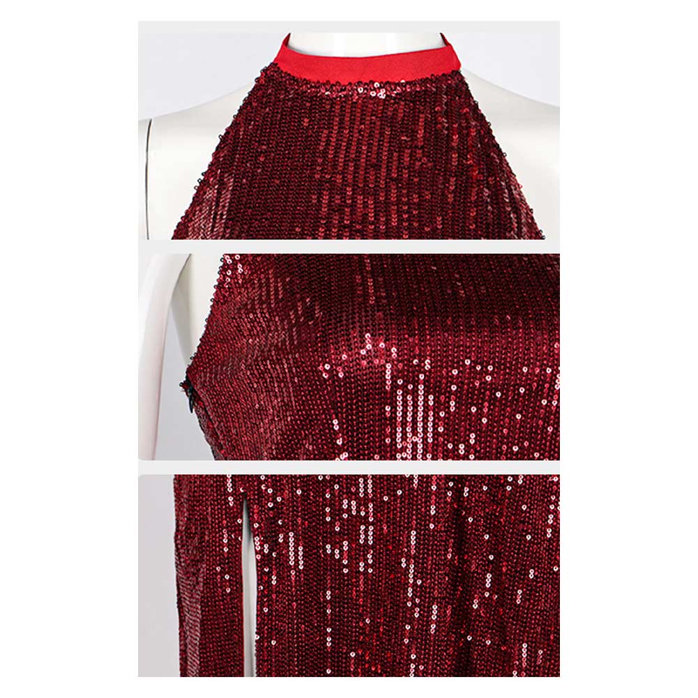 John Wick Eve Macarro The Ballerina Claret Sleeveless Gown Halloween Carnival Party Cosplay Costume