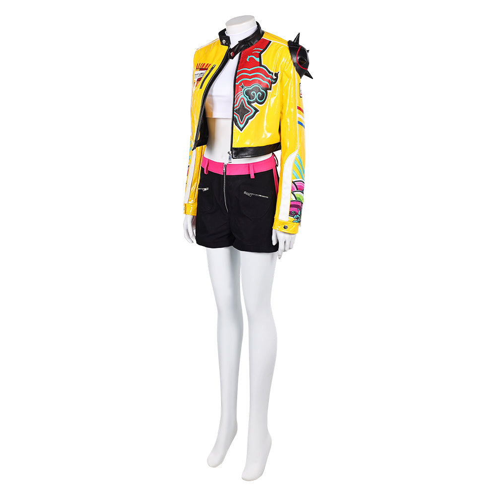 Kpop Demon Hunters Rumi Yellow Leather Jacket Pants Delux version Halloween Carnival Party Cosplay Costume