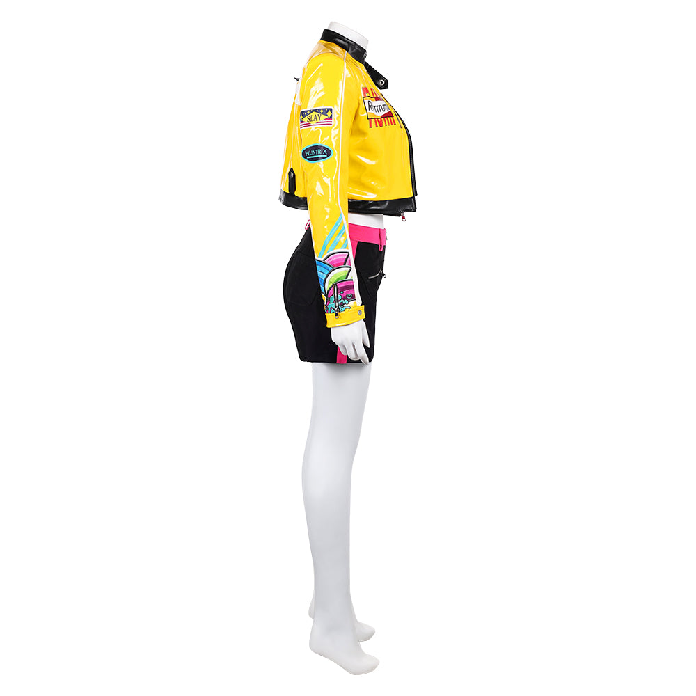 Kpop Demon Hunters Rumi Yellow Leather Jacket Pants Delux version Halloween Carnival Party Cosplay Costume