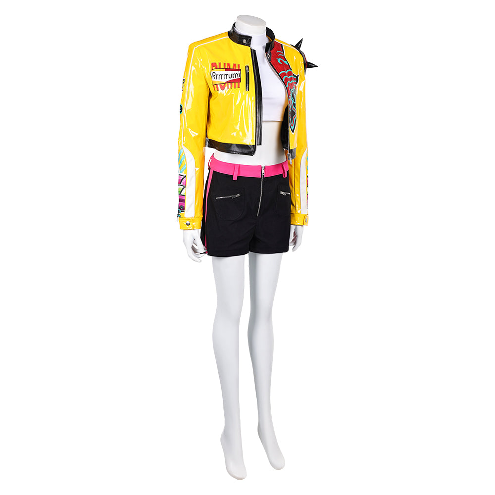 Kpop Demon Hunters Rumi Yellow Leather Jacket Pants Delux version Halloween Carnival Party Cosplay Costume