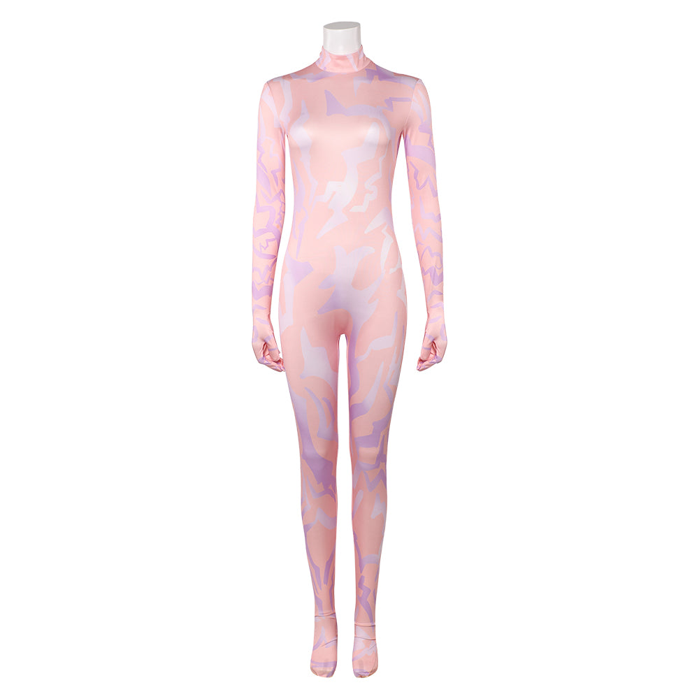 Kpop Demon Hunters Rumi Demonic Pattern Printed Jumpsuit Halloween Carnival Party Cosplay Costume