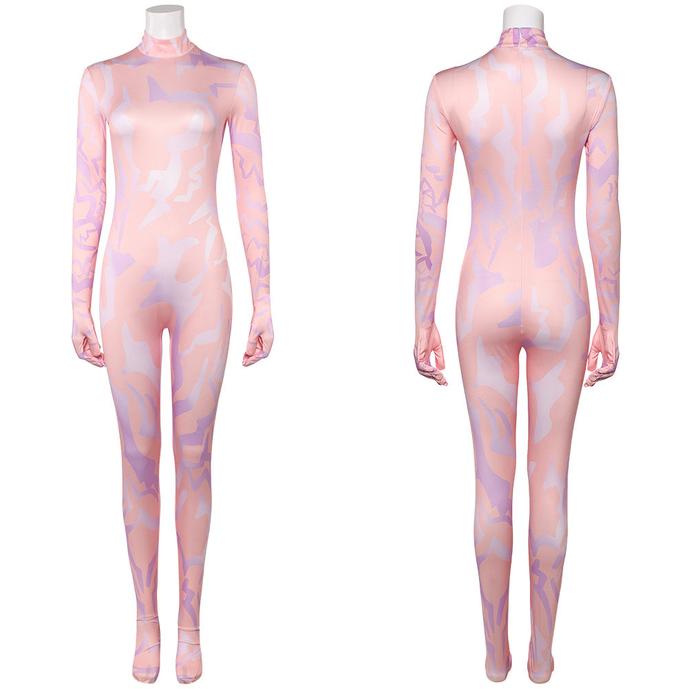 Kpop Demon Hunters Rumi Demonic Pattern Printed Jumpsuit Halloween Carnival Party Cosplay Costume