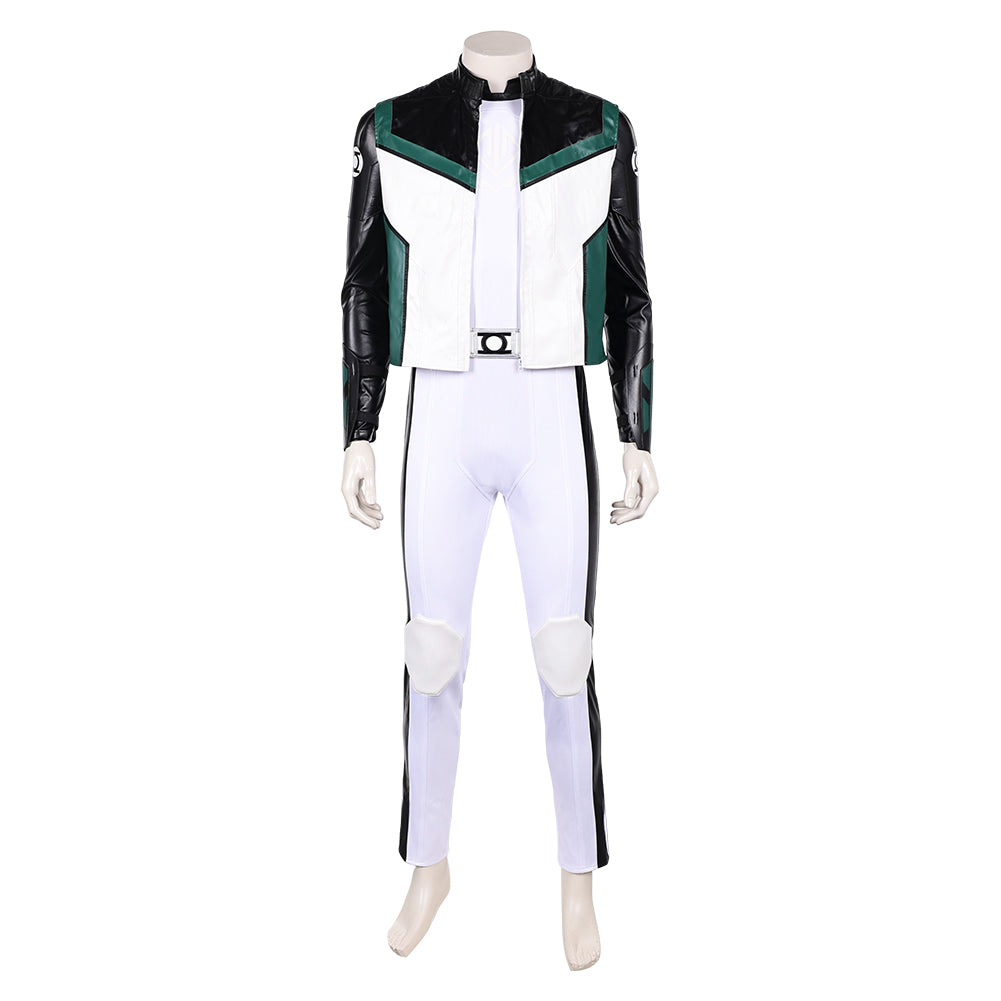 Guy Gardner Green Lantern Uniform Leather Jacket Jumpsuit Set Halloween Carnival Party Cosplay Costume