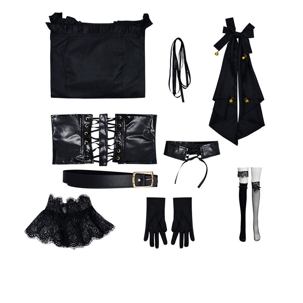 Grok Ani Virtue Girlfriend Woman Goth Dress Set Outfits Halloween Carnival Party Cosplay Costume