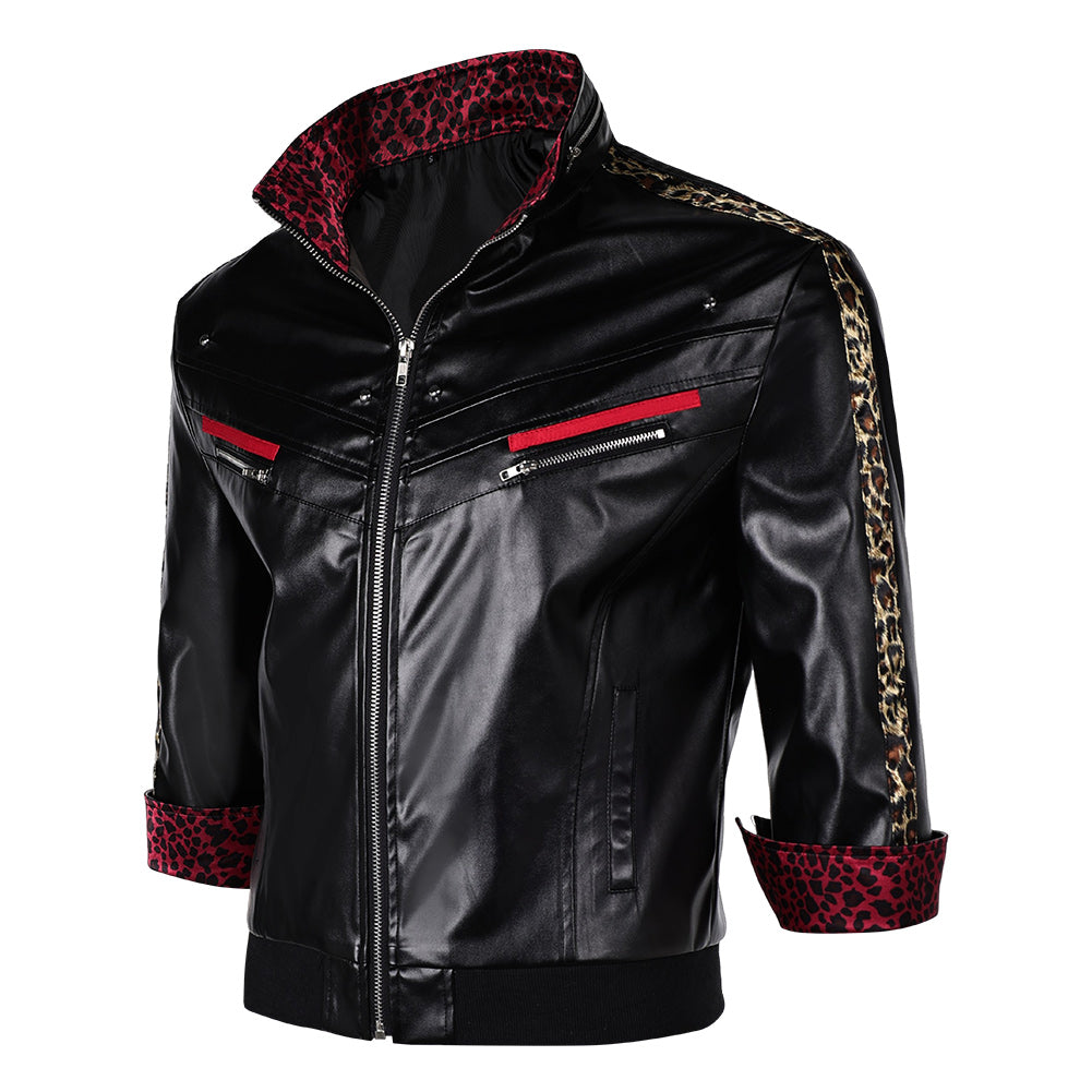 Final Fantasy VII Remake Leslie Kyle Leather Jacket Halloween Carnival Party Cosplay Costume