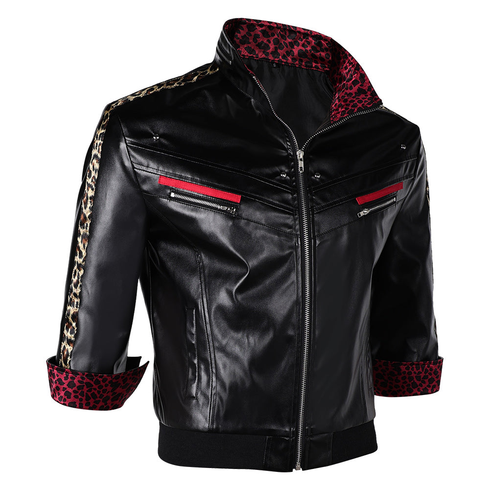 Final Fantasy VII Remake Leslie Kyle Leather Jacket Halloween Carnival Party Cosplay Costume