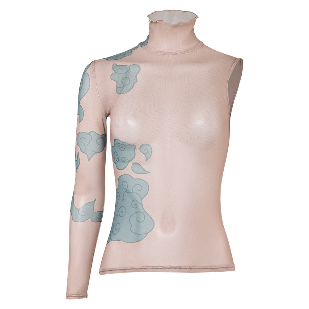 League of Legends Jinx Blue Tatto Printed Top Outfits Halloween Carnival Cosplay Costume