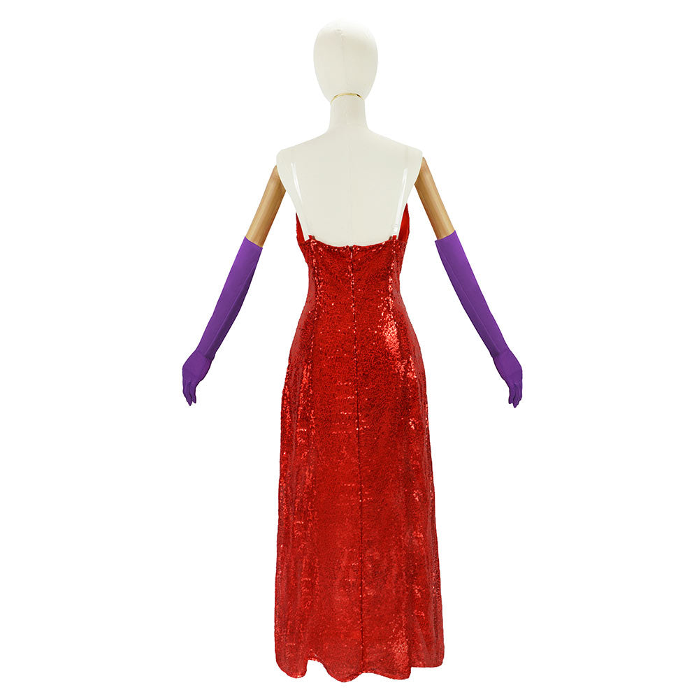 Who Framed Roger Rabbit Jessica Rabbit Woman Red Gown Outfits Halloween Carnival Cosplay Costume