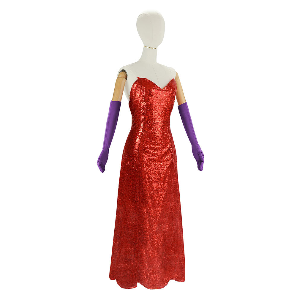 Who Framed Roger Rabbit Jessica Rabbit Woman Red Gown Outfits Halloween Carnival Cosplay Costume