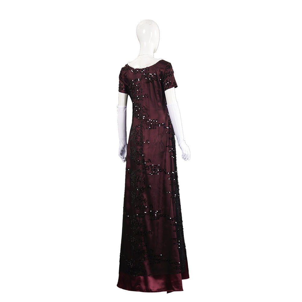 Titanic Rose Women Crimson Gown Halloween Carnival Party Cosplay Costume