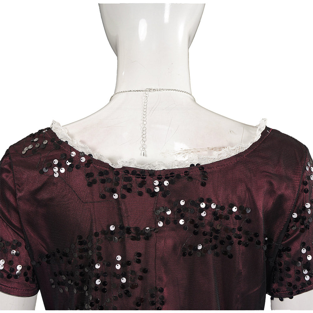 Titanic Rose Women Crimson Gown Halloween Carnival Party Cosplay Costume