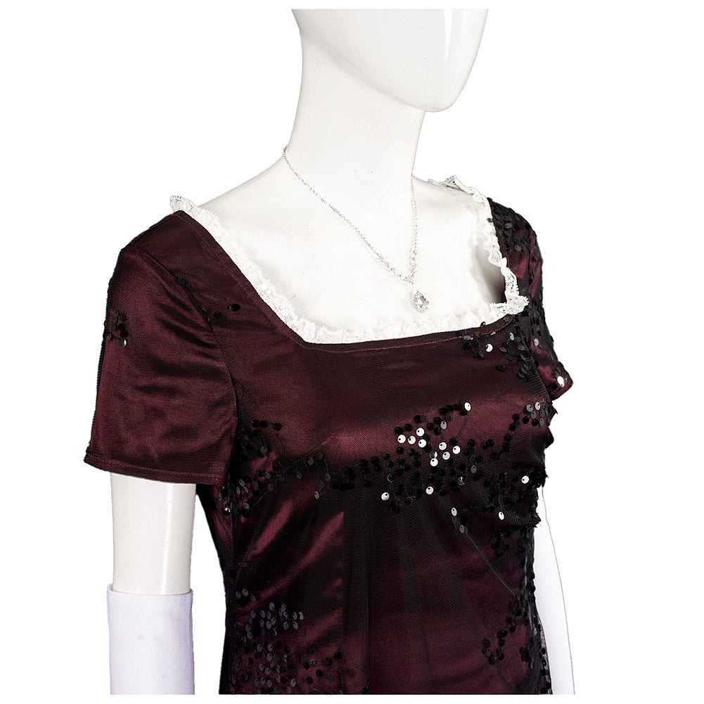 Titanic Rose Women Crimson Gown Halloween Carnival Party Cosplay Costume