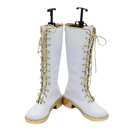 Kpop Demon Hunters Rumi White Cosplay Shoes Boots Halloween Custom Made Costumes Accessory