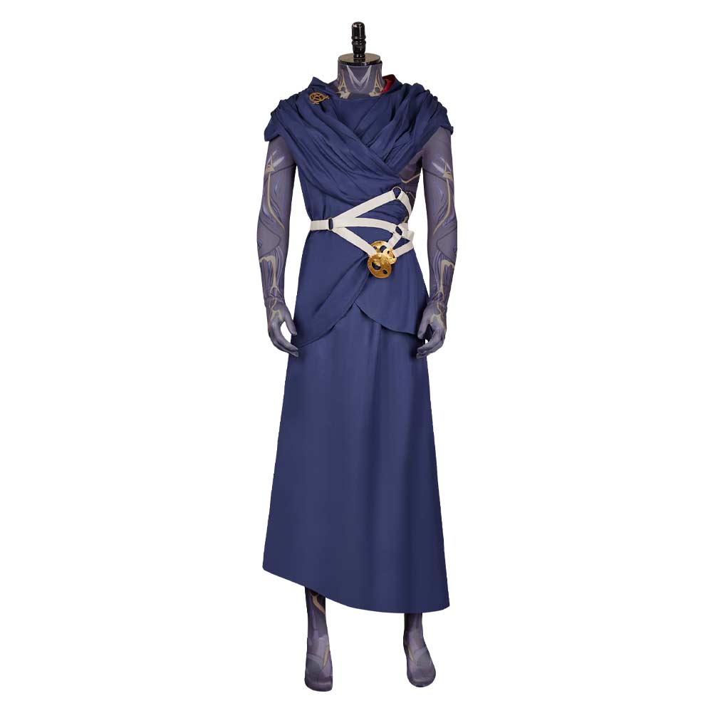 Arcane: League of Legends Viktor Printed Jumpsuit Blue Robe Outfits Halloween Cosplay Costume