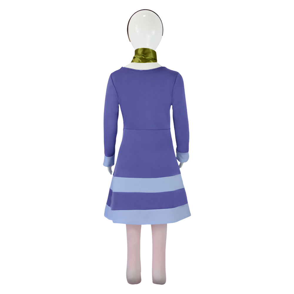 Scooby-Doo Daphne Kids Chidren Blue Dress Outfits Halloween Carnival Cosplay Costume