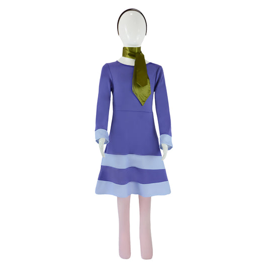 Scooby-Doo Daphne Kids Chidren Blue Dress Outfits Halloween Carnival Cosplay Costume