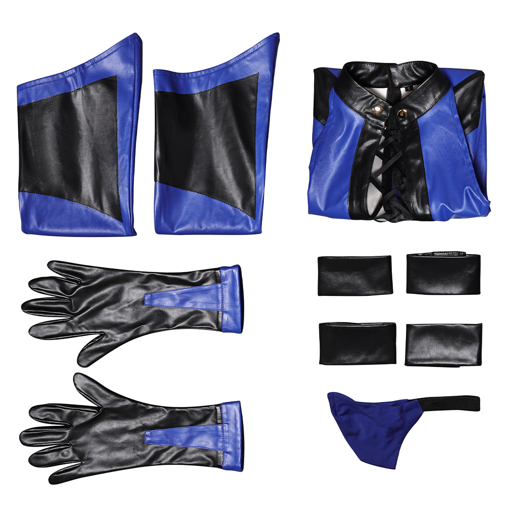 Mortal Kombat Kitana Women Blue Jumpsuit Outfits Halloween Carnival Cosplay Costume