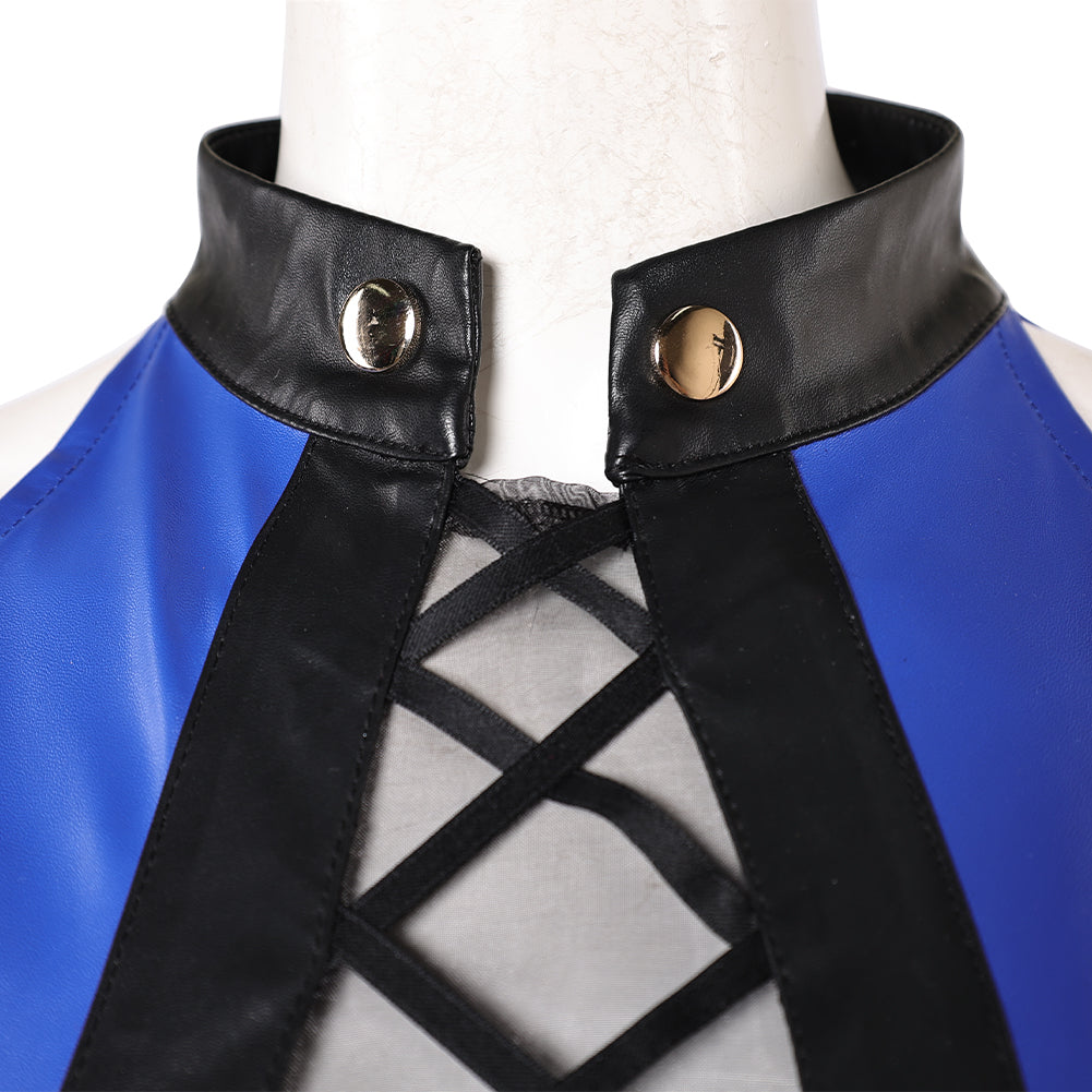 Mortal Kombat Kitana Women Blue Jumpsuit Outfits Halloween Carnival Cosplay Costume