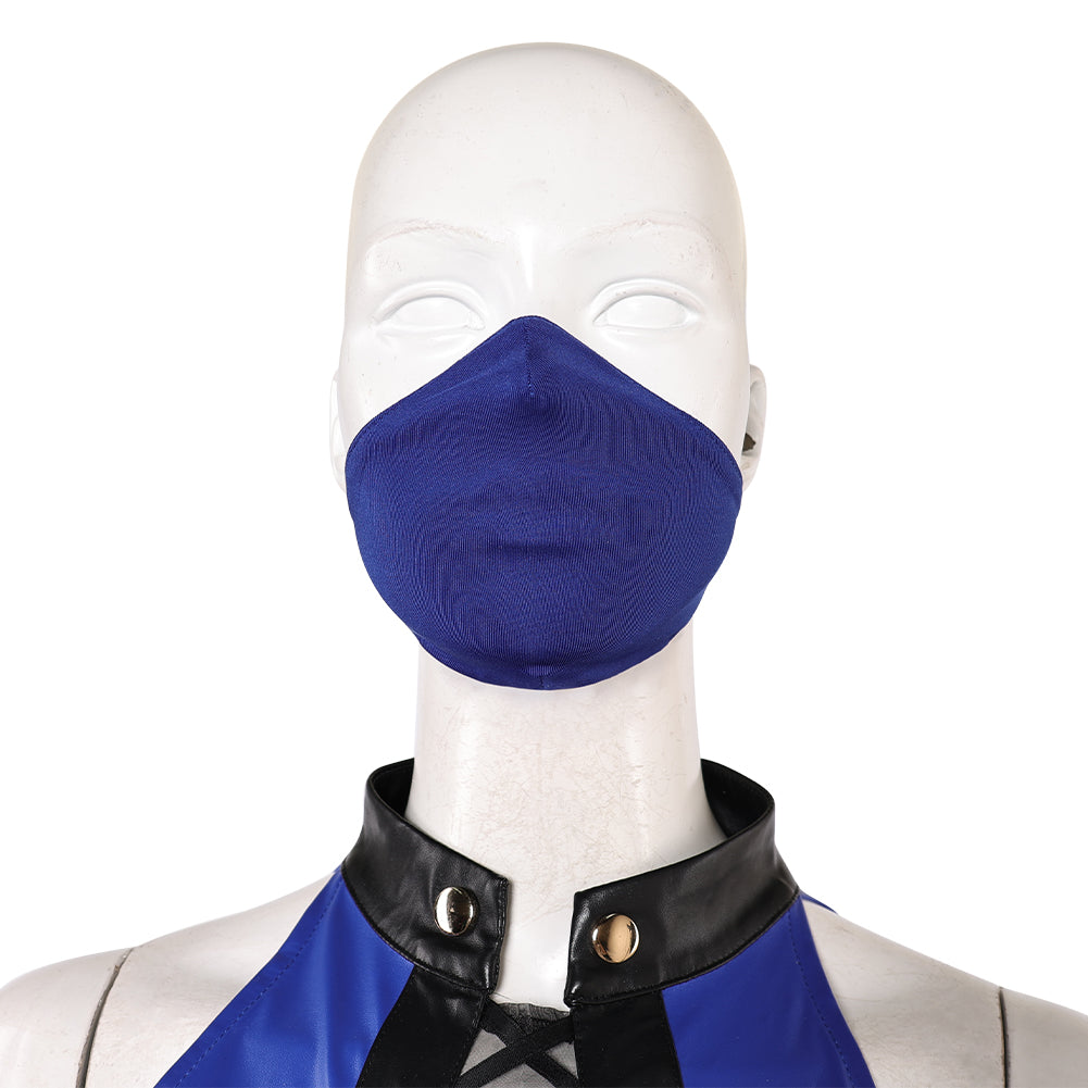 Mortal Kombat Kitana Women Blue Jumpsuit Outfits Halloween Carnival Cosplay Costume