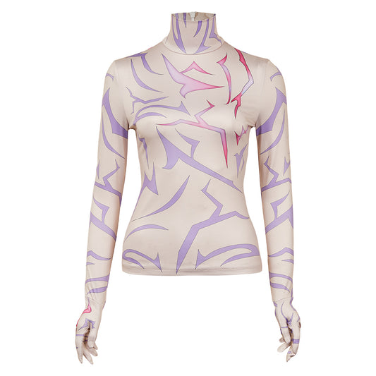Kpop Demon Hunters Rumi Demonic Patterns Top Halloween Carnival Party Cosplay Costume