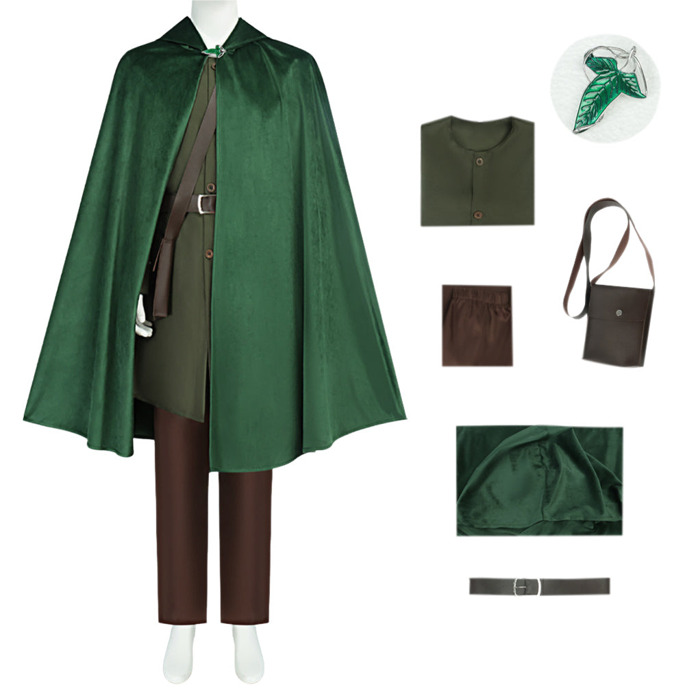 The Lord of the Rings Bilbo Baggins Cloak Top Pants Set Halloween Carnival Party Cosplay Costume