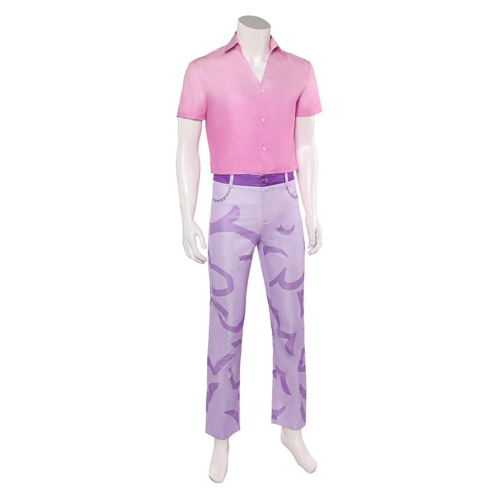 Kpop Demon Hunters Abby Men Pink Pant Shirt Set Halloween Carnival Party Cosplay Costume
