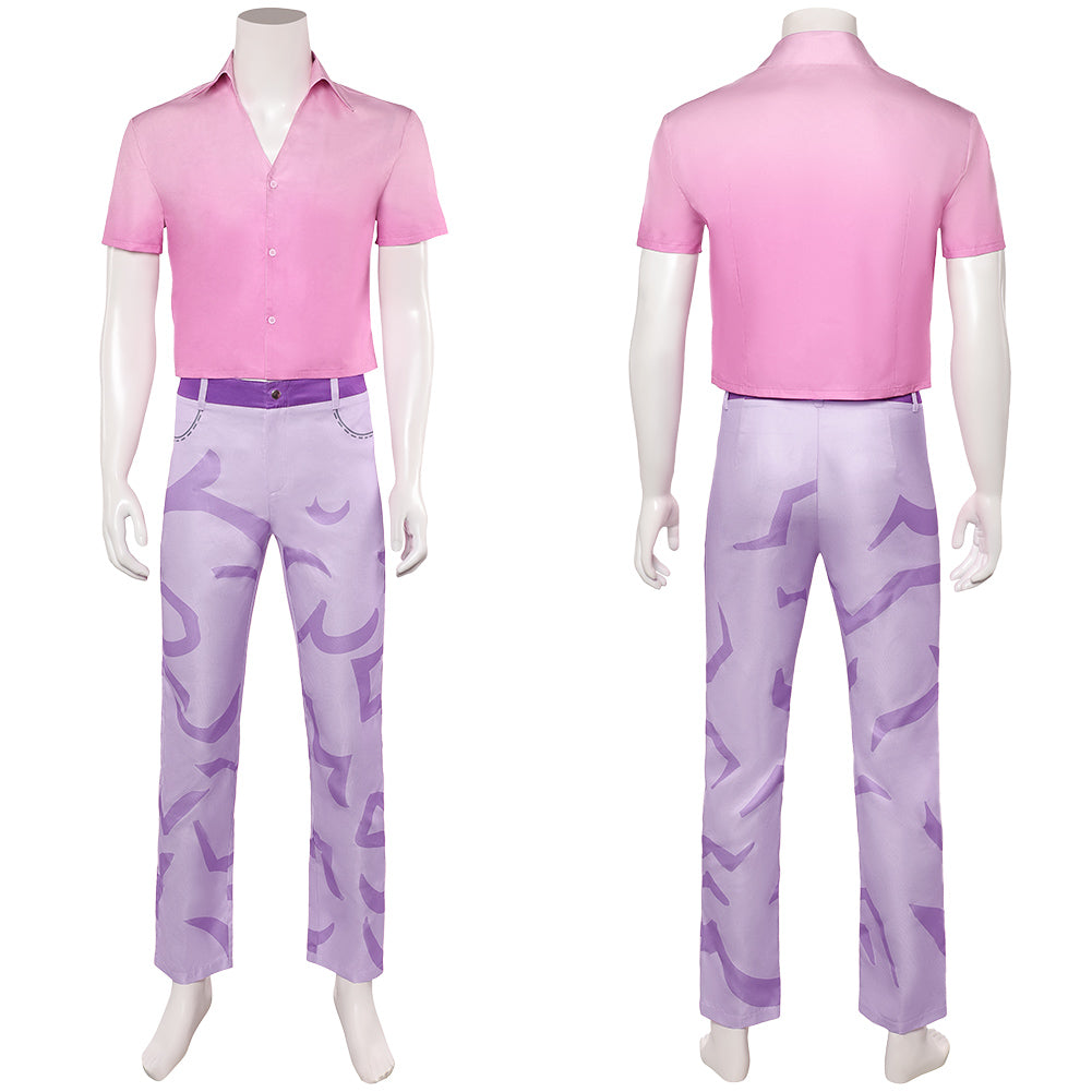 Kpop Demon Hunters Abby Men Pink Pant Shirt Set Halloween Carnival Party Cosplay Costume